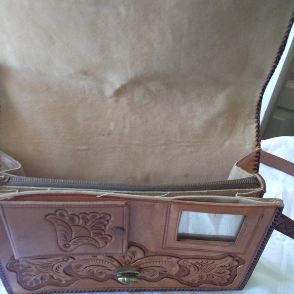 Vintage Handmade Leather Crossbody Bag Print Horse - Picture 13 of 14